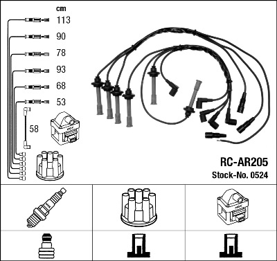 Провода зажигания к-т RC-AR205 0524