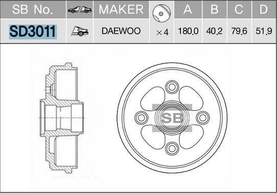 Барабан тормозной DAEWOO MATIZ