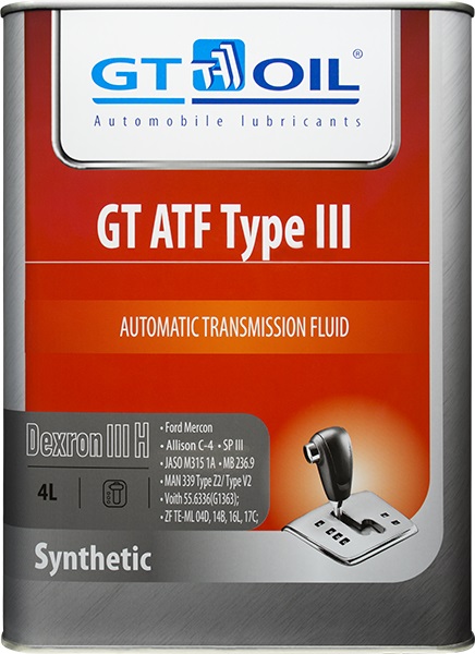 Масло трансмиссионное синт. GT ATF Type III, 4л 8809059407615